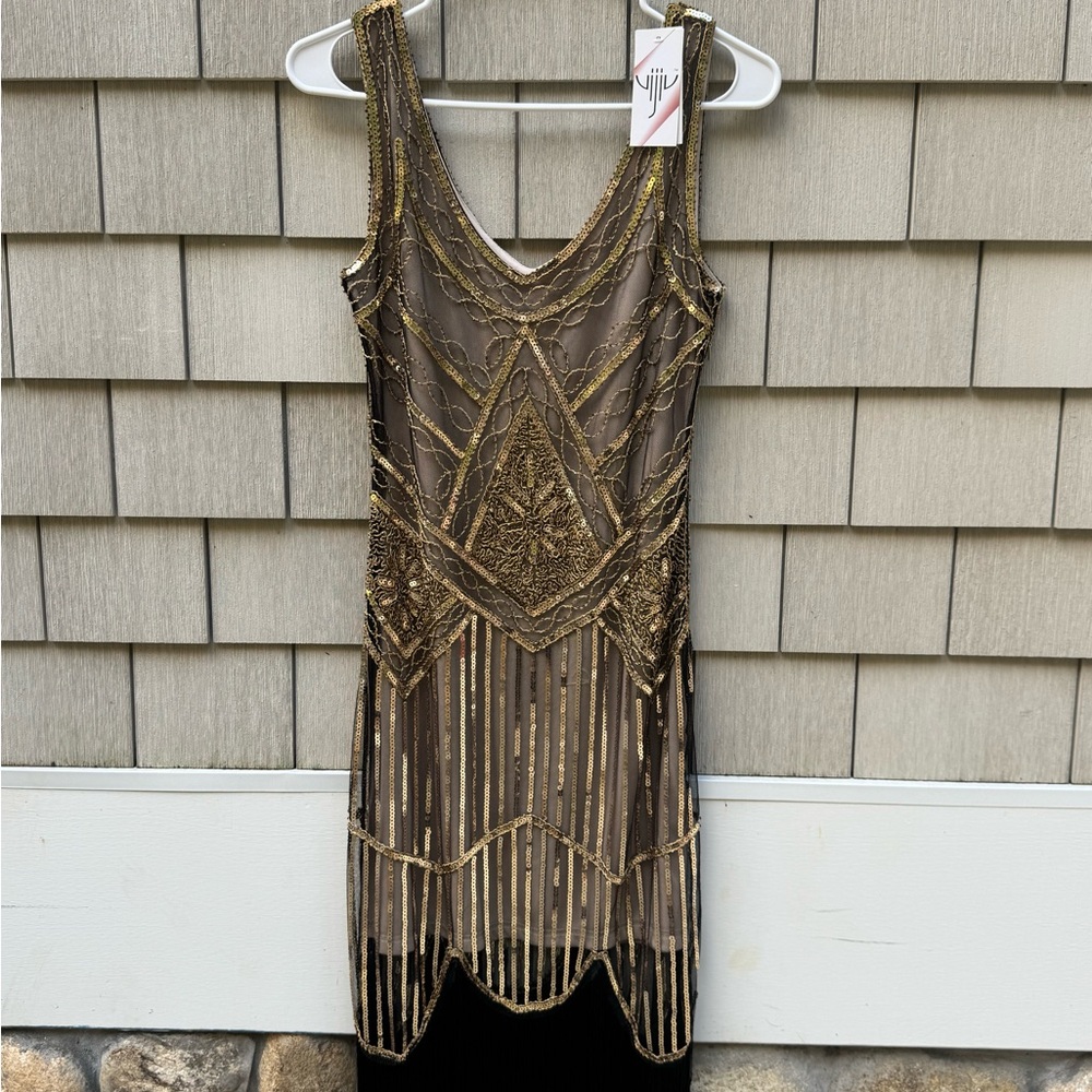 Amazon Gold and Black Art Deco Mini Dress